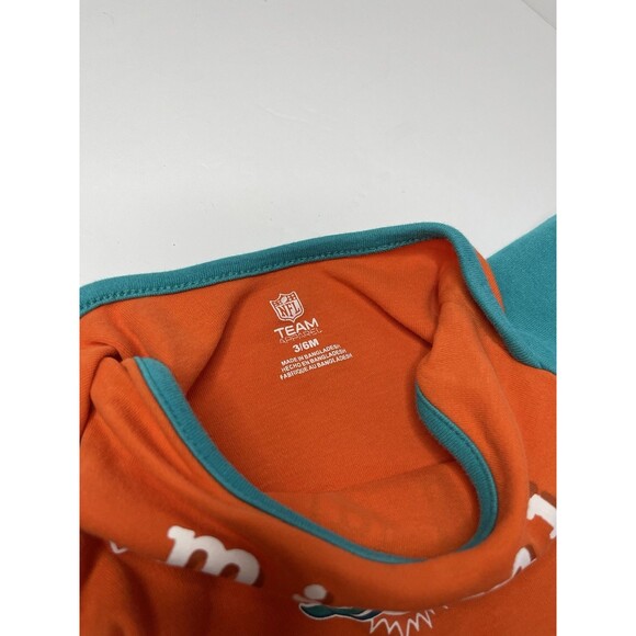 Miami Dolphins Baby 3-6 Month Orange Short Sleeve One Piece - Picture 2 of 4
